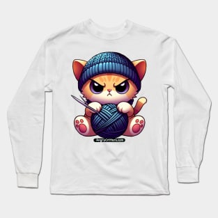 Angry Critters - Kitten Knitting Long Sleeve T-Shirt